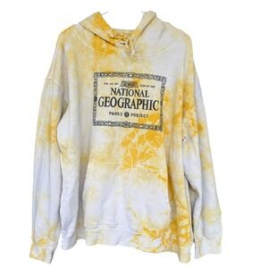 National Geographic Parks Project Hoodie Mens XL Yellow Tie Dye Graphic Pullover